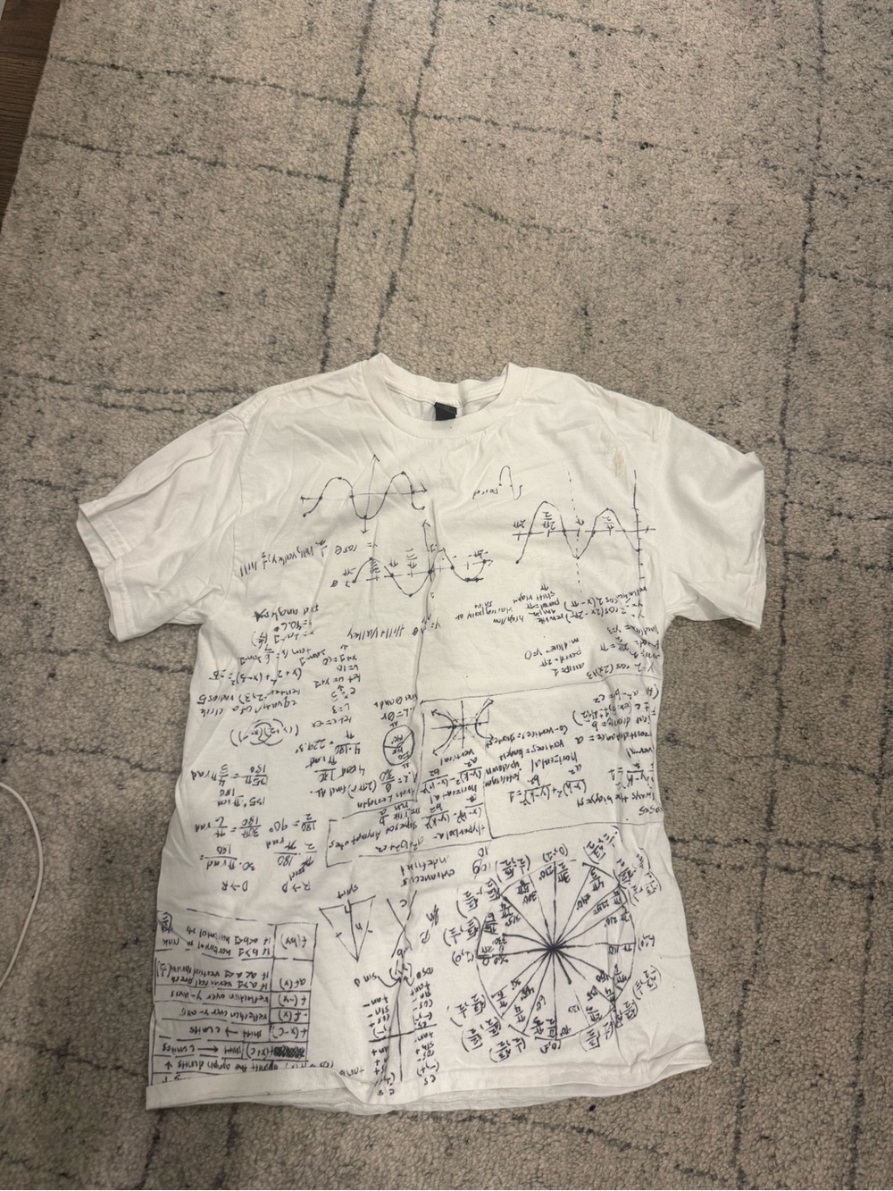 Gildan White Short Sleeve Tee with Handwritten Math Graphics